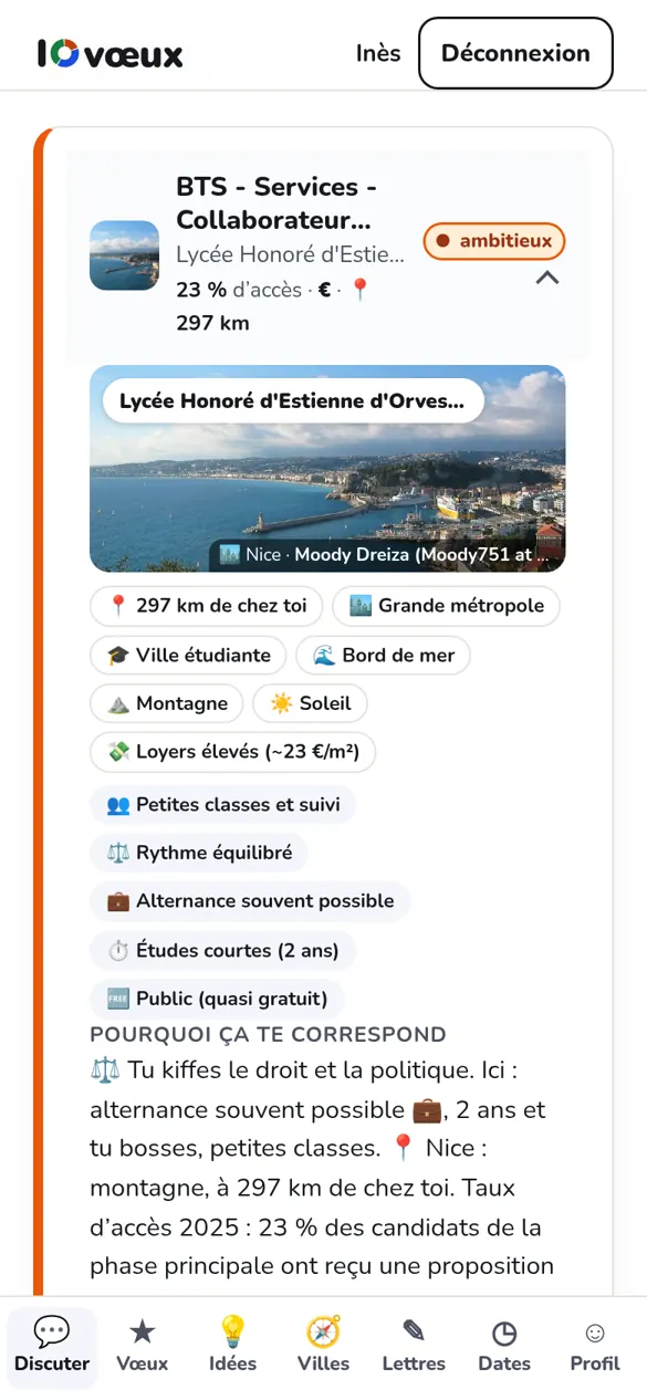 Aperçu des résultats : une formation avec la photo de sa ville