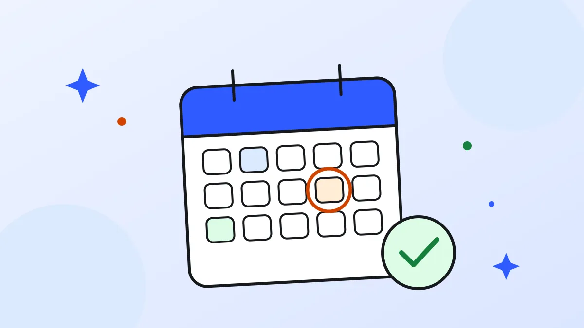 Un calendrier avec une case entourée et une coche verte
